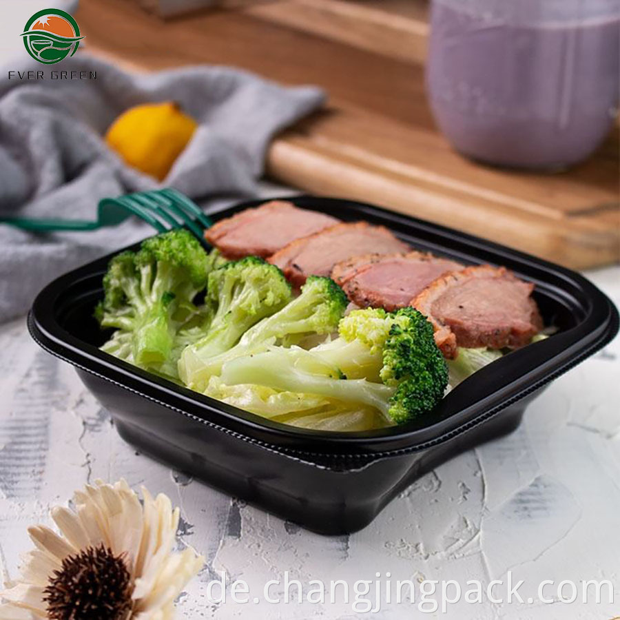 1 Compartment Black Rectangular Reusable Storage Lunch Boxes -BPA-Free Food Grade -Freezer & Dishwasher Safe